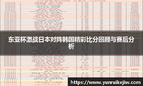 东亚杯激战日本对阵韩国精彩比分回顾与赛后分析
